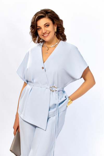Блуза, брюки Ольга Стиль С-1020 голубой - фото 7