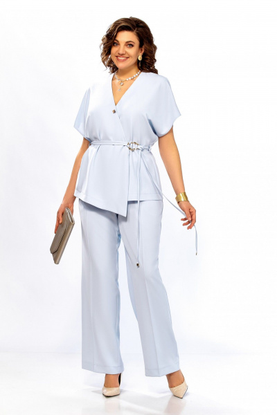 Блуза, брюки Ольга Стиль С-1020 голубой - фото 3