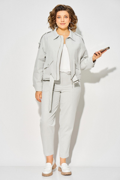 Брюки, жакет Liliana 1522-1507 серо-зеленый - фото 3