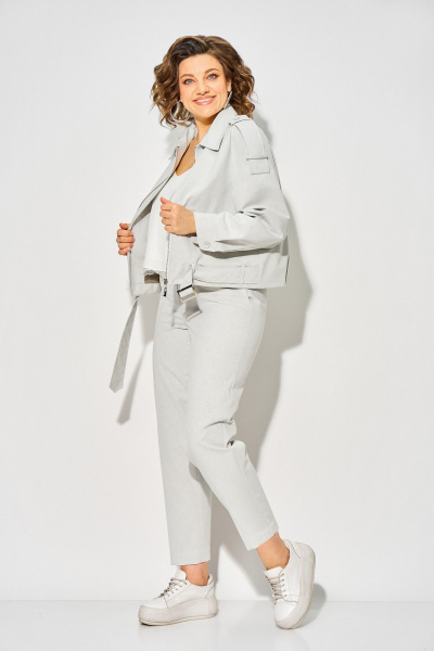 Брюки, жакет Liliana 1522-1507 серо-зеленый - фото 4