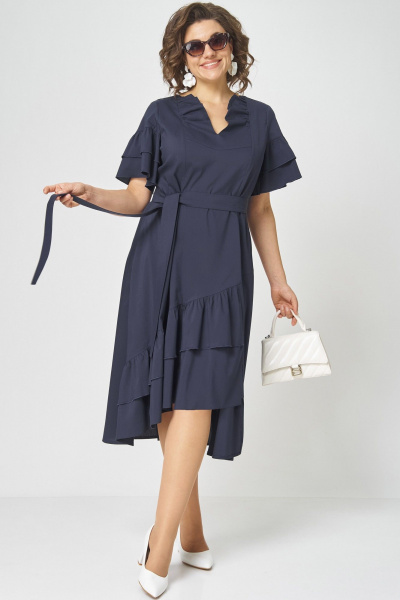 Платье, пояс EVA GRANT 7181Р темно-синий - фото 10
