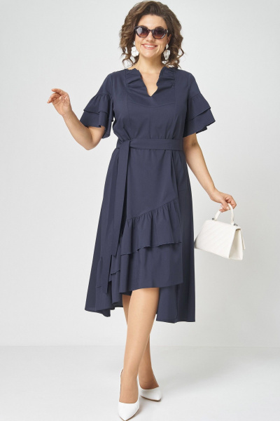 Платье, пояс EVA GRANT 7181Р темно-синий - фото 8