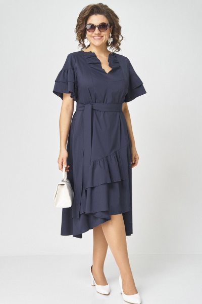 Платье, пояс EVA GRANT 7181Р темно-синий - фото 1