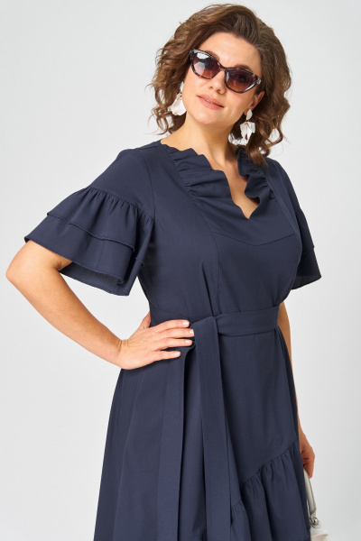 Платье, пояс EVA GRANT 7181Р темно-синий - фото 5