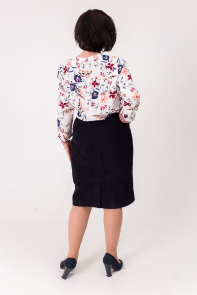 Деловая зауженная юбка-карандаш с шлицей длина 60см Faldas М-06Ш синий - фото 4