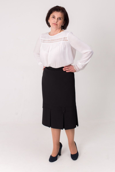 Прямая юбка на подкладке с классической складкой Faldas М-08 черный - фото 1