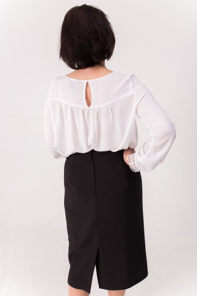 Прямая юбка из текстиля на подкладке с шлицей Faldas М-15 черный - фото 4