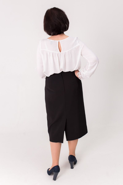 Прямая юбка из текстиля на подкладке с шлицей Faldas М-15 черный - фото 3