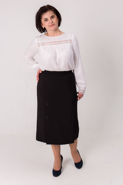 Прямая юбка из текстиля на подкладке с шлицей Faldas М-15 черный - фото 1