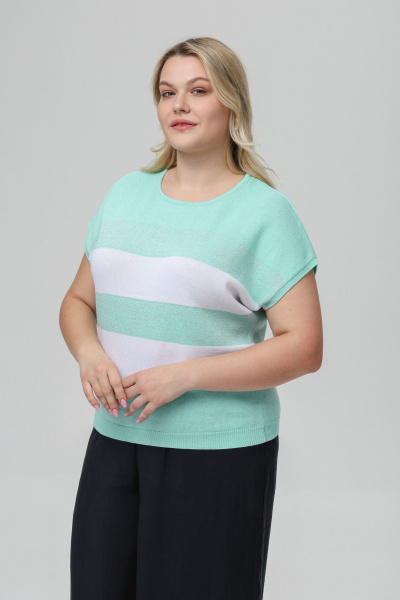 Джемпер Romgil РВ0516-ХМ4 бирюзовый,белый,серебро - фото 4