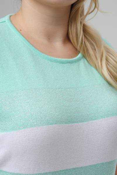 Джемпер Romgil РВ0516-ХМ4 бирюзовый,белый,серебро - фото 3