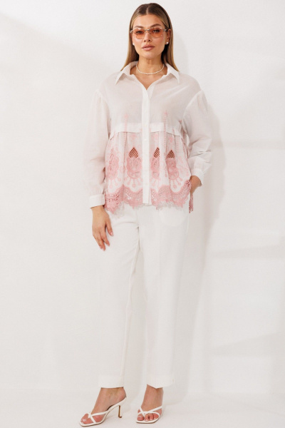 Блуза Мода Юрс 26-2979 молочный_розовый - фото 6
