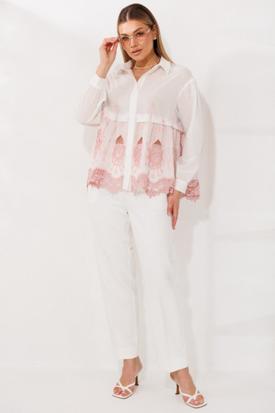 Блуза Мода Юрс 26-2979 молочный_розовый - фото 5