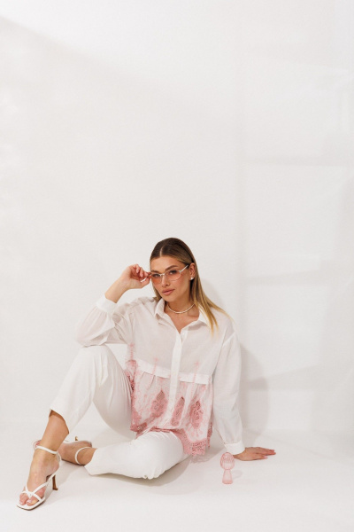 Блуза Мода Юрс 26-2979 молочный_розовый - фото 8