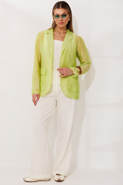Брюки, жакет, топ Мода Юрс 26-2973 салатовый_молочный - фото 2