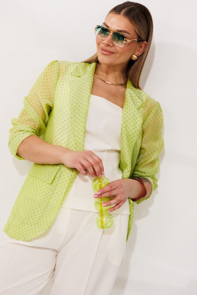 Брюки, жакет, топ Мода Юрс 26-2973 салатовый_молочный - фото 7