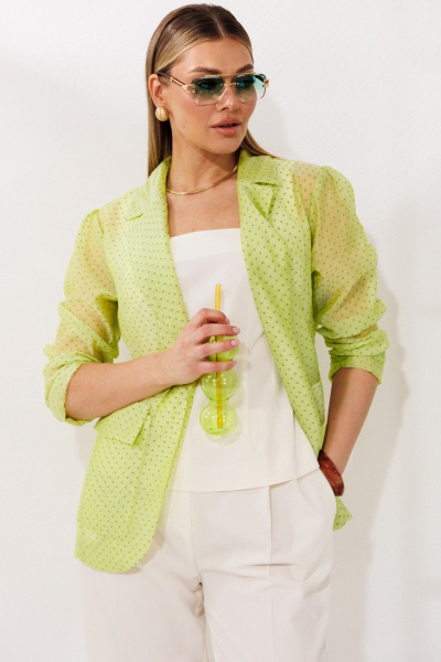 Брюки, жакет, топ Мода Юрс 26-2973 салатовый_молочный - фото 6