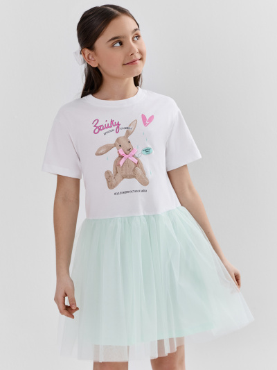 Платье Mark Formelle 157990/25-40961П-16-3 белый_св.мята_печать_3_сл_на_пол_Д - фото 1