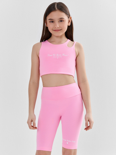 Велосипедки, топ Mark Formelle 397748/25-40442П-5 розовый_печать_2_сл_на_пол_2_сл_на_ЛВ_дет_шорт - фото 1