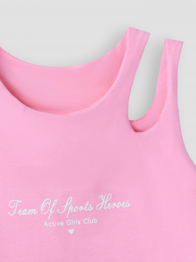 Велосипедки, топ Mark Formelle 397748/25-40442П-5 розовый_печать_2_сл_на_пол_2_сл_на_ЛВ_дет_шорт - фото 4