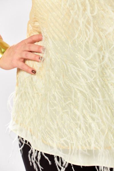 Топ Avenue 0349-2 светло-песочный_пайетки_ перья - фото 7