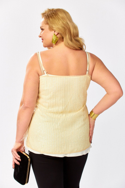 Топ Avenue 0349-2 светло-песочный_пайетки_ перья - фото 5