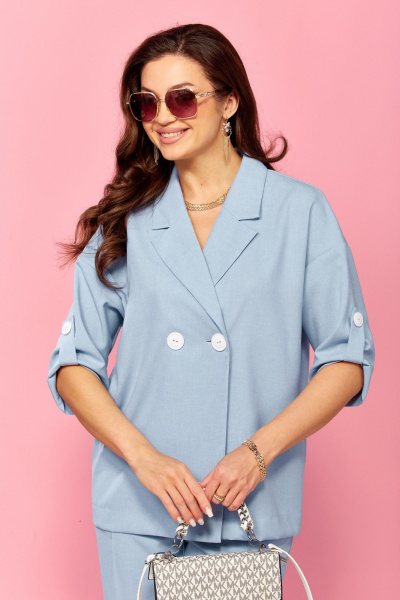 Брюки, жакет Taita plus 2414/4 нежно-голубой - фото 10