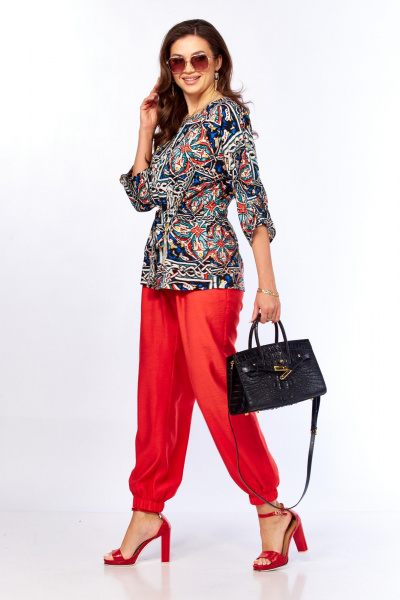 Блуза, брюки Taita plus 2608 абстракция+черный - фото 6