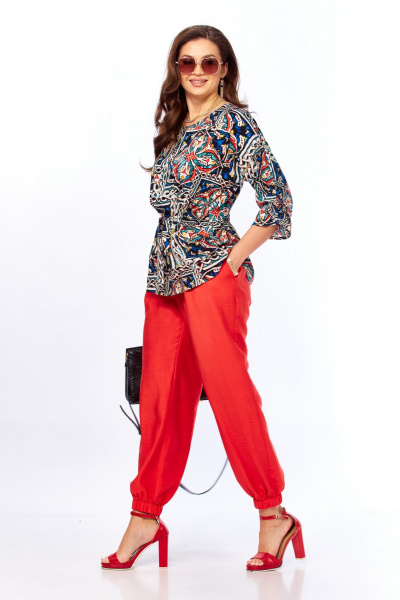 Блуза, брюки Taita plus 2608 абстракция+черный - фото 4