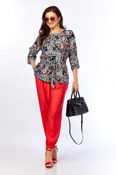 Блуза, брюки Taita plus 2608 абстракция+черный - фото 1