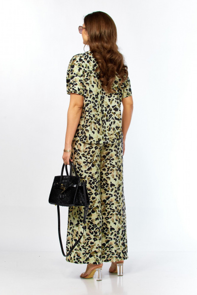 Блуза, брюки Taita plus 2611/4 леопард_хаки+черный - фото 8