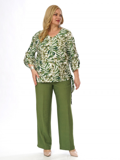 Блуза, брюки Пинск-Стиль 4145 оливковый - фото 7