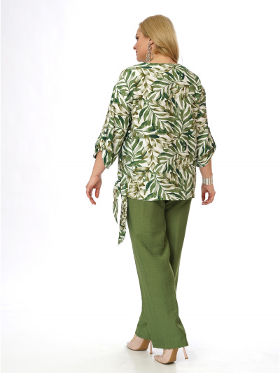 Блуза, брюки Пинск-Стиль 4145 оливковый - фото 8