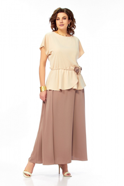 Блуза, юбка Ольга Стиль С-1015 бежевый - фото 5
