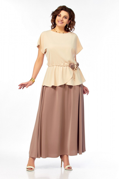 Блуза, юбка Ольга Стиль С-1015 бежевый - фото 4