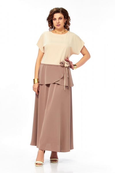 Блуза, юбка Ольга Стиль С-1015 бежевый - фото 1