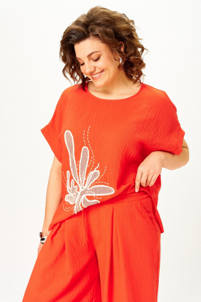 Блуза, брюки Michel chic 1451 красный_коралл - фото 6