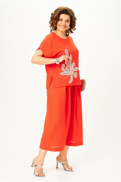 Блуза, брюки Michel chic 1451 красный_коралл - фото 4