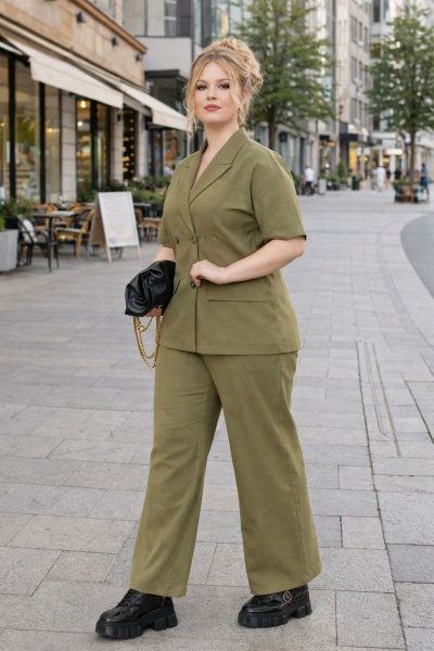 Брюки, жакет Anastasia м-к997 олива - фото 3