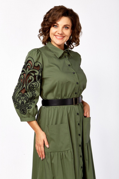 Платье Rishelie 996.1 хаки - фото 4