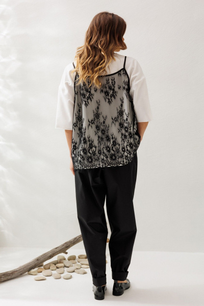 Блуза, брюки, футболка Ларс Стиль 1218 молочный-черный - фото 6