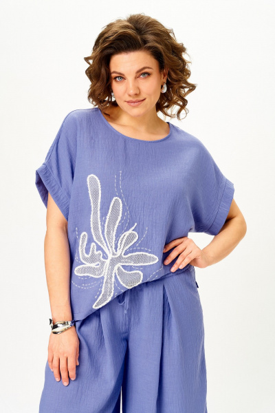 Блуза, брюки Michel chic 1451 пыльно-васильковый - фото 6