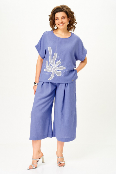 Блуза, брюки Michel chic 1451 пыльно-васильковый - фото 1