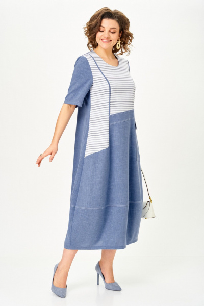 Платье Aira Style 24433 синий - фото 4