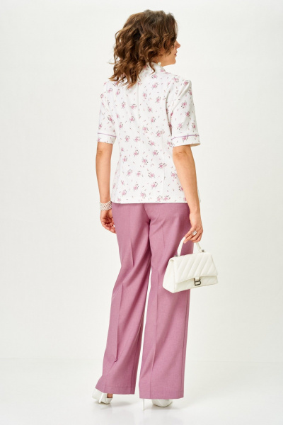 Брюки, жакет Aira Style 24252 пыльная_роза+ белый - фото 10