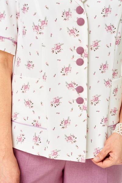 Брюки, жакет Aira Style 24252 пыльная_роза+ белый - фото 9