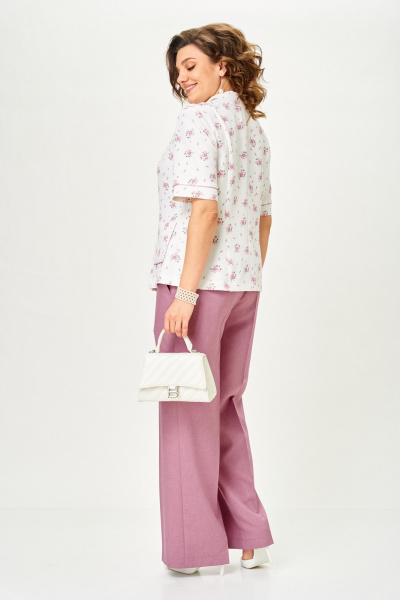 Брюки, жакет Aira Style 24252 пыльная_роза+ белый - фото 7