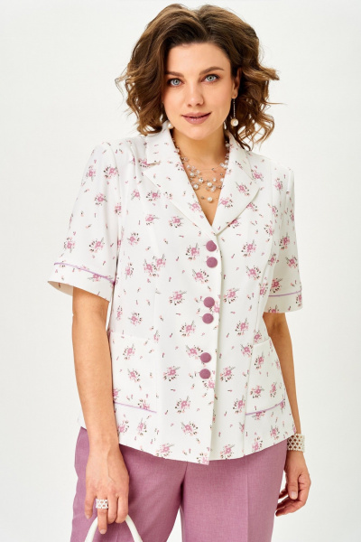 Брюки, жакет Aira Style 24252 пыльная_роза+ белый - фото 4