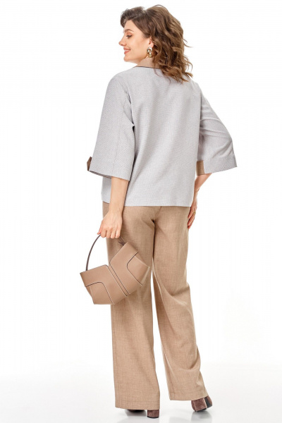 Брюки, жакет Aira Style 24255 серо-бежевый - фото 3