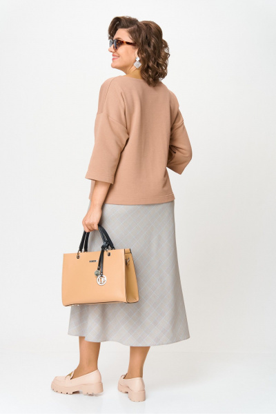 Блуза, юбка Anastasia м-1265 кофейный-клетка - фото 8